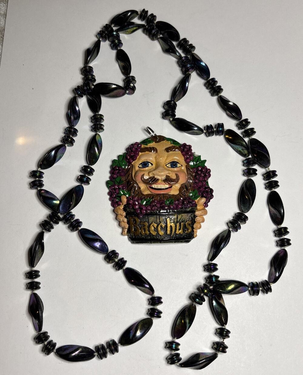 Krewe of Bacchus Mardi Gras Throw Medallion Iridescent Beads New Orleans 2”